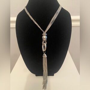 Silver tassel necklace. 30 inches